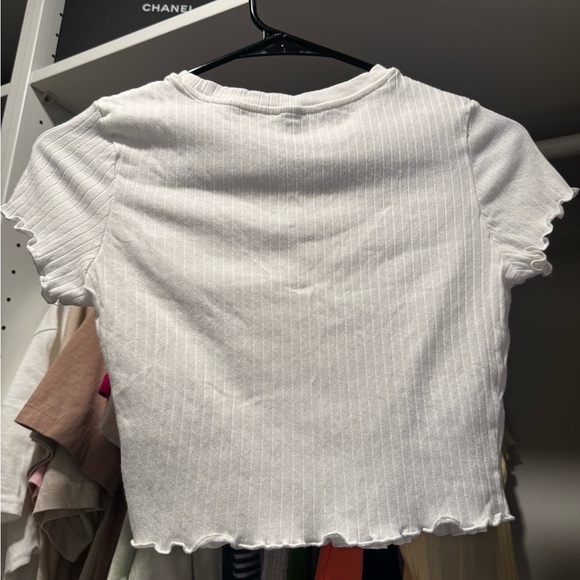 White Ribbed Women's Top - Picture 2 of 2